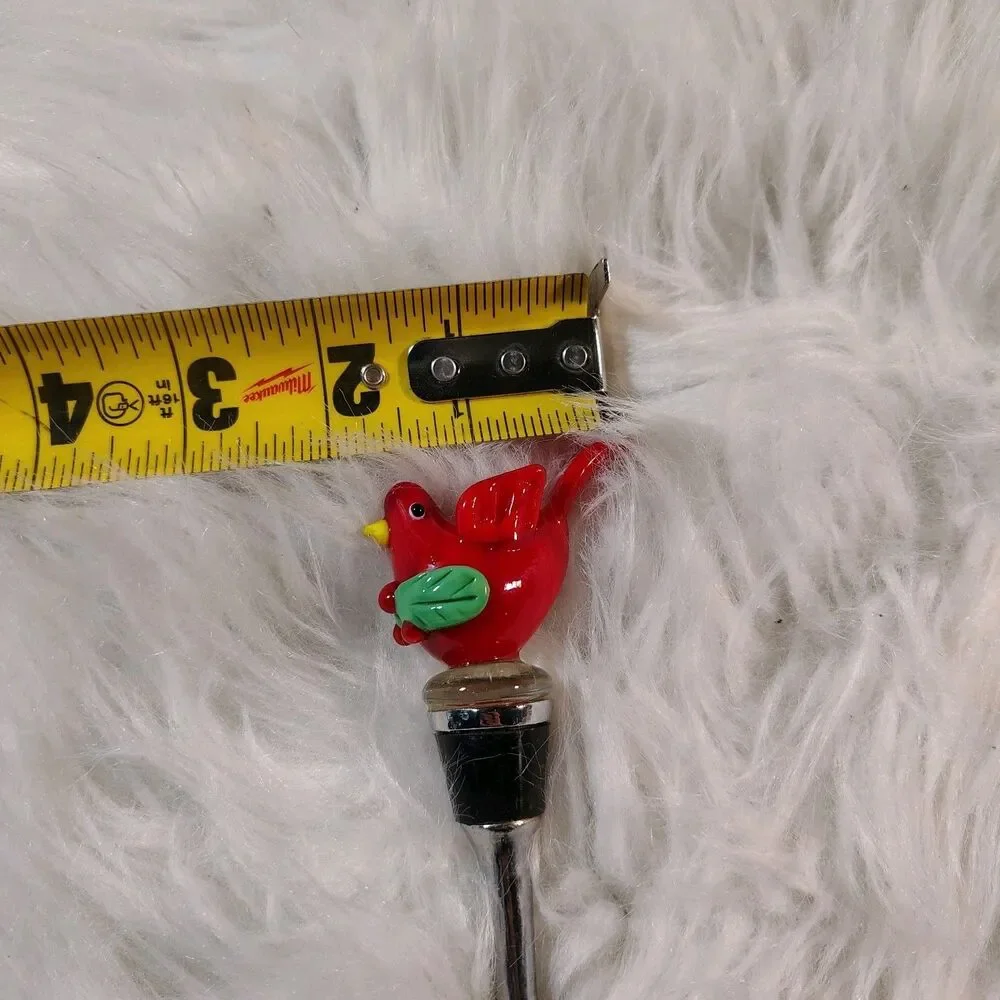 BW Art Glass Wine Bottle Stopper Red Bird Gift Holiday Christmas Decoration